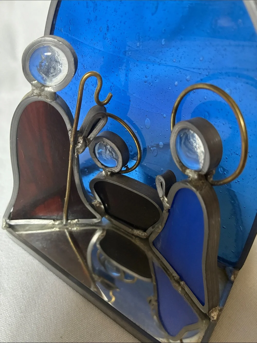 Stained Glass Blue Nativity Scene Home Accent - Unbranded